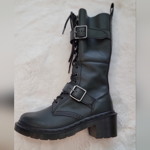 Dr. Martens Shoes - NIB Vintage RHTF Josefa Black Dr Martens Biker Women's Boots Buckles US Size 6